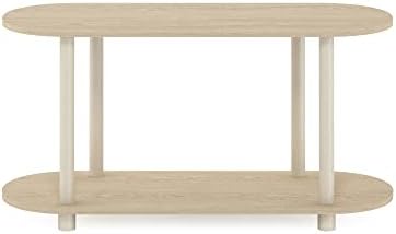 Furinno Turn-N-Tube No Tools Modern Oval Side Table, Bauhaus Oak/Beige - Image 7