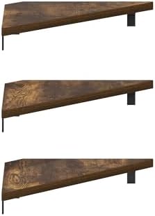 Furinno Rossi Triangle Floating Shelves for Wall, Set of 3 Geometric Corner Shelf, Wall Mounted Shelves for Bathroom, Home Office, Living Room, Amber Pine - Image 6