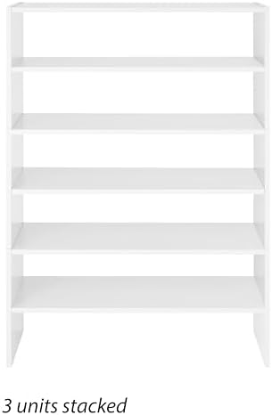 Whitmor Wood Stackable 2-Shelf Shoe Rack, White, 24 inches,2 Pack - Image 7