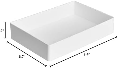 Amazon Basics Rectangular Plastic Desk Organizer with Storage Trays, Accessory Tray, Drawer Organizer, 9.4 x 6.7 x 2 inch, White (Pack of 2) - Image 7