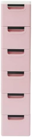 6 Drawers Narrow Slim Plastic Storage Cabinet,Storage Drawer with Wheels,6 Tier Drawers Dresser,Rolling Narrow Cabinet for Small Spaces Bathroom Kitchen Living Room,Pink - Image 6