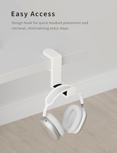 Headphone Hook Under Desk Holder 360-Degree Adjustable Rotation, White - Image 7