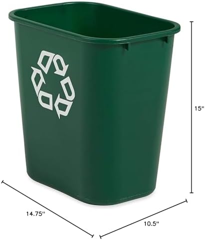 Rubbermaid Commercial Products Deskside Recycling Can, 7-Gallon/28-Quart, Green Recycling Symbol, Plastic, for Bedroom/Bathroom/Office, Fits Under Desk/Sink/Cabinet, Pack of 12 - Image 2