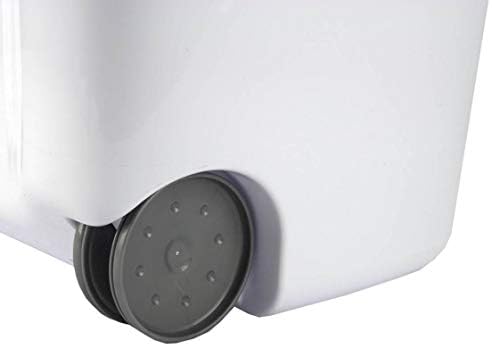 Sterilite Ultra Wheeled Laundry Hamper with Lid, Handle and Wheels for Easy Rolling of Clothes to and from the Laundry Room, Plastic, White, 1-Pack, Portable - Image 6