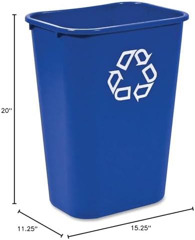 Rubbermaid Commercial Products Deskside Recycling Can, 10.25-Gallon/41-Quart, Blue Recycling Symbol, Plastic, for Bedroom/Bathroom/Office/Under Desk/Sink, Pack of 12 - Image 6