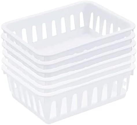 Tribello Mini Plastic Baskets for Organizing, White Drawer/Closet Storage Tray, Size 6 x 5 x 2.12 - Pack of 6 - Made in USA - Image 2
