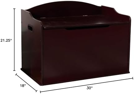 KidKraft Austin Wooden Toy Box/Bench with Safety Hinged Lid - Cherry, Gift for Ages 3+ - Image 6