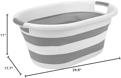 Laundry 360 2pk Collapsible Laundry Basket | Portable | Space Saver Storage | Hold 2 Loads | Store Under the Bed or Closet | Good for Kids | Dorm | Bedroom | Large | White/Grey - Image 5