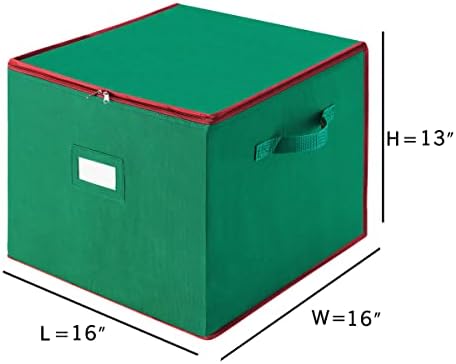 Tiny Tim Totes Christmas Storage Box with Zip Top, Large Ornaments storage box, holds up to 75 ornaments, Green - Image 6