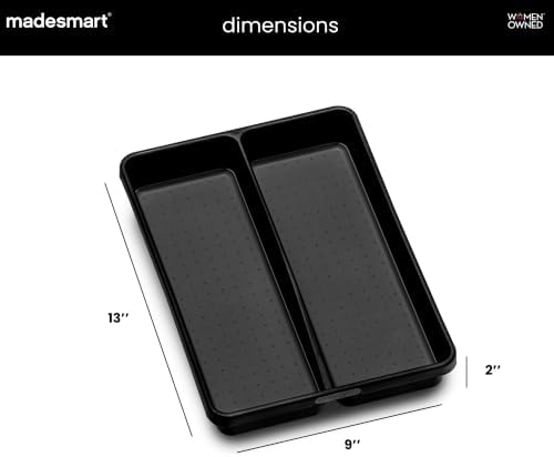 madesmart Classic 2 Compartment Compact Utensil Tray, Carbon - Image 6