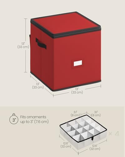 SONGMICS Christmas Ornament Storage Box, 4 Trays for 3-Inch 64 Slots - Image 6