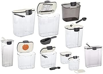 Progressive ProKeeper Baker's Airtight Kitchen Storage Canister Container Set for Flour, Sugar & More, Keeps Ingredients Fresh, with Accessories (Multicolor, 10- Piece) by ProgressiveInternational