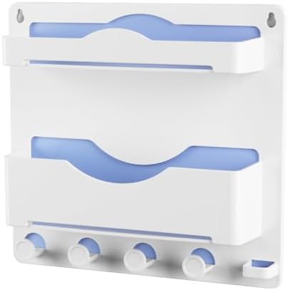 Bedside Wall Shelf with Glasses Hooks, Adhesive Bedside Organizer Wall Mount for Dorm and Room Accessories Phone,Remote,Earphone, Kindle (White) - Image 6