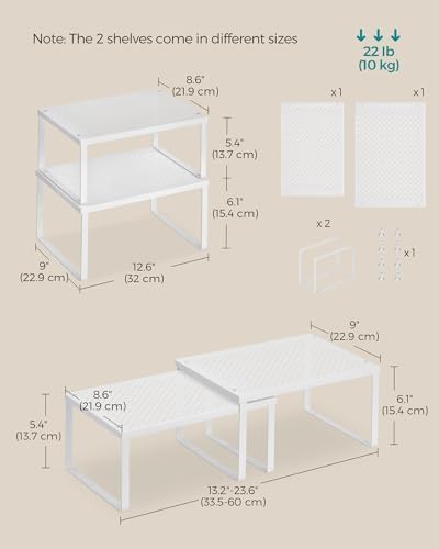 SONGMICS Set of 4 Metal Spice Racks, Stackable Expandable Shelf Risers - Image 6