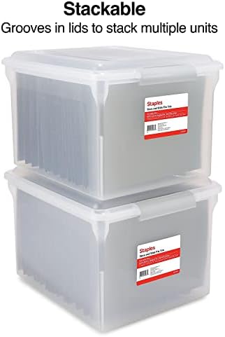 Staples Store & Slide Hanging File Box, Latch Lid, Letter/Legal, Clear - Image 5