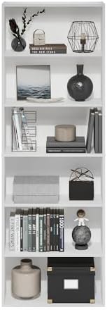 Furinno Jaya Simply Home Free Standing 6-Tier Open Storage Bookcase, White - Image 6