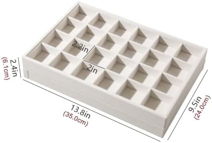 Coward 2PC Stackable 24 Gird Jewelry Organizer Tray Necklace Earring Box Storage Drawer Ring Bracelet Display Holder (beige(24grid+24grid)) - Image 6