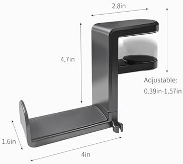 Headphone Hook,Headphone Stand,PC Gaming Headset Holder for Desk,Desk Headphone Hanger,Desk Hook with 360-Degree Adjustable Rotation - Image 6