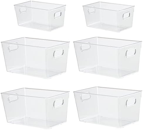 ZEXALOR 6pcs Plastic Storage Bin 2-Size Clear Storage Containers for Kitchen Pantry Organization and Storage Bins, Organizing Bins with Built in Handles, Cabinet Organizers, Clear - Image 6