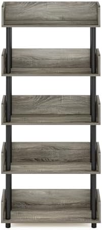 Furinno Turn-N-Tube 5-Tier Display Shelf, Open Frame, French Oak - Image 7