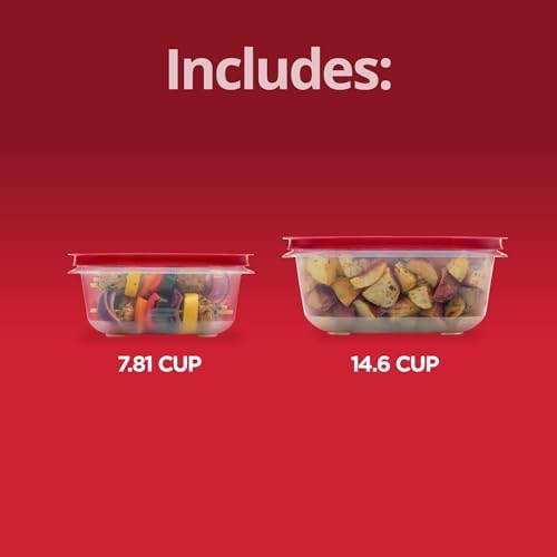 Rubbermaid 7.81- and 14.66-Cup EasyStore Square Containers, 2 Pack, Food Storage Containers, Food Storage Containers with Lids - Image 6