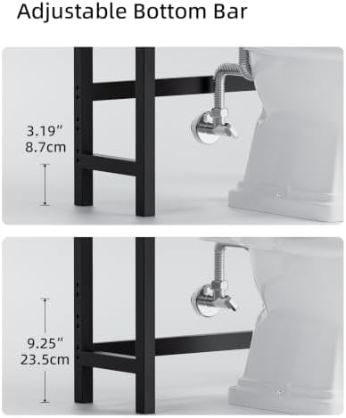 SMIBUY Bathroom Storage Shelf, Bamboo Over-The-Toilet Organizer Rack, Freestanding Toilet Space Saver with 3-Tier Adjustable Shelves (Black) - Image 6