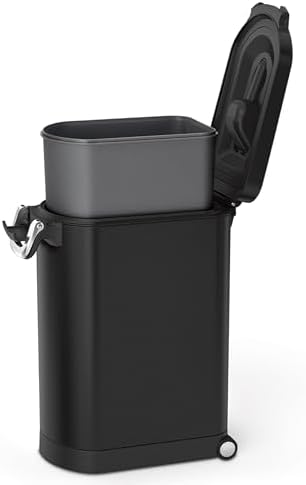 simplehuman Large Pet Food Storage Container, Holds 30-35 lb / 14-16 kg of Dry Dog Food, Cat Food, or Bird Seed, Airtight Lock-Tight Lid with Magnetic Scoop, BPA-Free, Matte Black Steel - Image 5