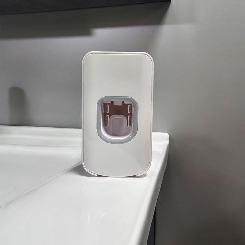 2 Slot Toothbrush Holder and Toothpaste Dispenser Wall Mounted, Automatic Toothpaste Squeezer, 2 in 1 Tooth Brush Toothpaste Organizer for Shower (White) - Image 6