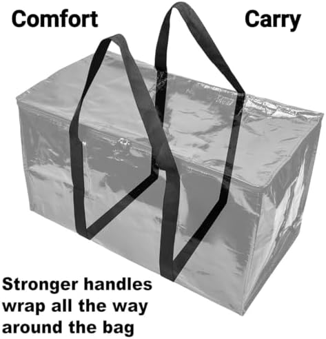 BAG-THAT! 6 - Pack Heavy Duty Large Moving Bags, with Strong Zipper and Comfortable Handles Durable & Sturdy Clothes packing Storage Bags Totes Bins Packing Moving Boxes College Supplies for moving. - Image 6