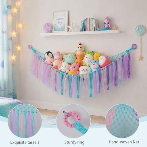 FIOBEE Stuffed Animals Net LED Light Toy Hammock for Kids Bedroom Storage - Image 6