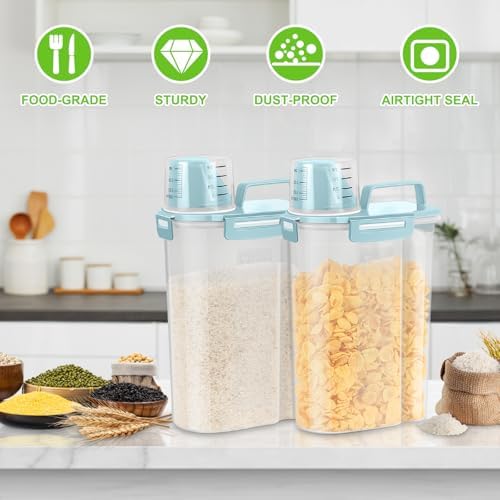 TBMax Rice Storage Container 3-5 Lbs Flour Container Cereal Dispenser with Measuring Cup, Airtight Dry Food Container Bin for Kitchen Pantry Storage Organization - Image 7