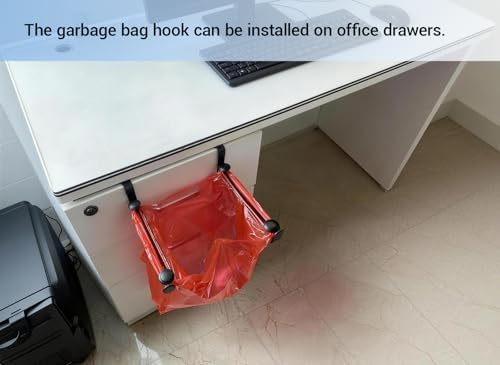 Large Trash Bag Holder for Kitchen Cabinets Doors, Under Sink Plastic Bag Hooks, Stainless Steel Garbage Bag Holder, Kitchen Trash Waste Cans (Black) - Image 7