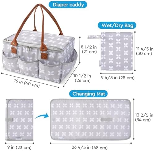 Moteph Diaper Caddy with Changing Mat, Large Baby Diaper Caddy Organizer with Lid, Portable Organizer Basket for Baby Essentials, Roll-Up Lid, Built-In Changing Mat Pocket - Image 6