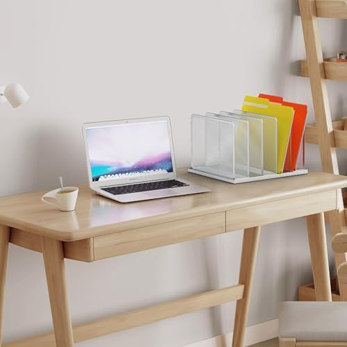 Kuntine.B Desk File Organizer Upright Mesh Desktop Organizer File Sorter Office Organization File Holder for Home, Office & Classroom (Silver, 1 Pack 5-Section) - Image 7