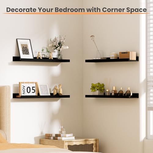 upsimples Floating Shelves for Wall Decor and Storage, Black, 6Pcs 23.6'' - Image 6