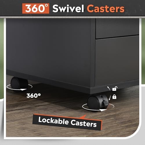 DEVAISE 5-Drawer Filing Cabinet, Under Desk file Cabinet, Black - Image 6