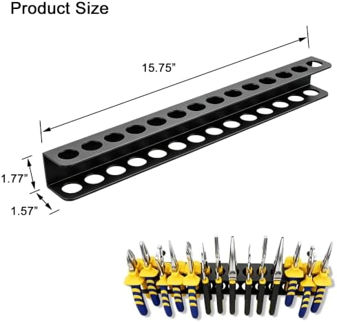 Screwdriver Organizer, Pliers Rack, Heavy Duty Wall Mounted Tool Storage Rack, Hand Tools Organizer, Metal Organizer for Garage Workshop, Garage Tool Organizer Wall Mount, 15.75 Inch - Image 6