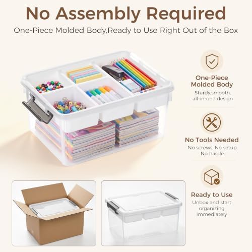 Citylife 17QT Clear Craft Organizers and Storage Box with Removable Tray - Image 6