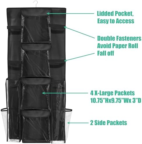 Simple Houseware Double-Sided Hanging Gift Wrap Organizer, Black (Set of 1) - Image 7