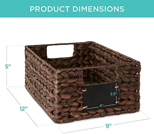Best Choice Products Set of 4 9x12in Water Hyacinth Pantry Baskets, Woven Organizers w/Chalkboard Label, Chalk Marker - Brown - Image 7