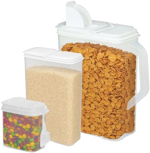 Buddeez Cereal Buddy Food Storage Dispenser - Multi-Size, BPA Free Plastic Containers with EZ Grip Handle, Scoop, and EZ Pour Spout, 8 QT, Set of 3. - Image 7