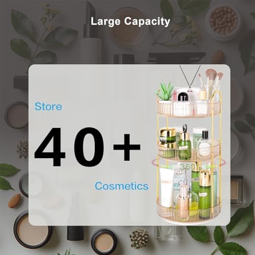 360 Rotating Makeup Organizer - Large Capacity Spinning Perfume & Cosmetic Skincare Holder for Vanity & Countertop (Vibrant Orange, 3 Tier) - Image 6