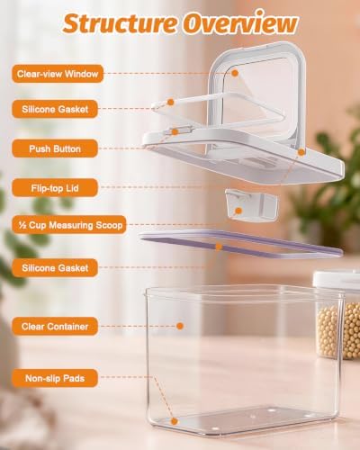 Pet Dog Food Storage Containers 12 - 14 Lbs with Flip-Top Lid ½ Cup Scoop - Image 7