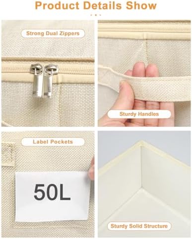 punemi 6 inch Tall Sturdy Under Bed Wedding Dress Storage Box, 2Pack, Beige - Image 6