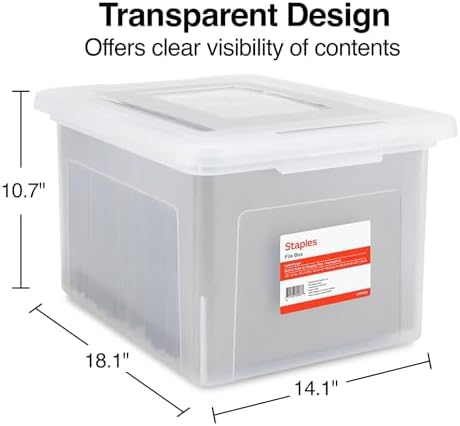 Staples Plastic File Box with Snap Lid, Letter/Legal Size, Clear, 2/Pack - Image 6