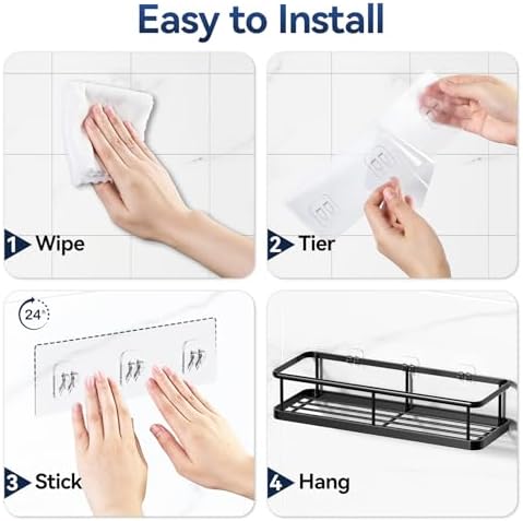 YASONIC Shower Caddy Adhesive, Rustproof Shower Organizer, Large Capacity Shower Shelves for Inside Shower, No Drilling Bathroom Organizers and Storage for Home Decor - Image 5