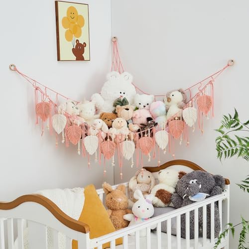 Pretty Jolly Stuffed Animal Hammock with Leaf Beads and Tassels - Image 7