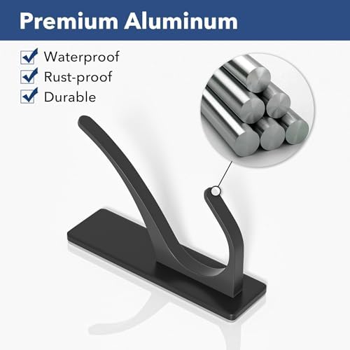 pickpiff 10 Pack Matt Black Self-Adhesive Hook, 13LB Hanger for Coat/Towel - Image 6