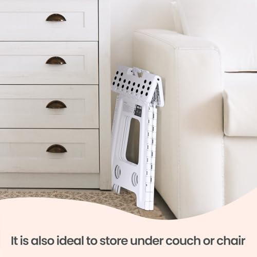 Delxo 16 Inch Folding Step Stool,Foldable Step Stool for Adults White - Image 6