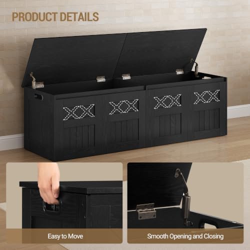 Hzuaneri 59 inches Rustic Storage Chest and Bench | 70 Gal | 330lb Seat - Image 6